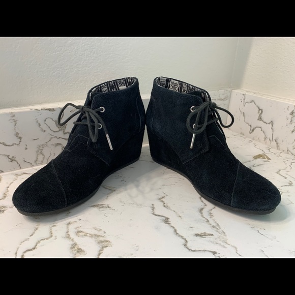 Toms Black Suede Ankle Boots - Picture 4 of 7